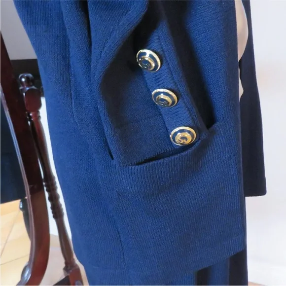 St John Separates Dark Blue Knit Open Front Cardigan 8 Women's - Picture 5 of 9